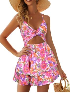 Floral Twist-Front Romper
